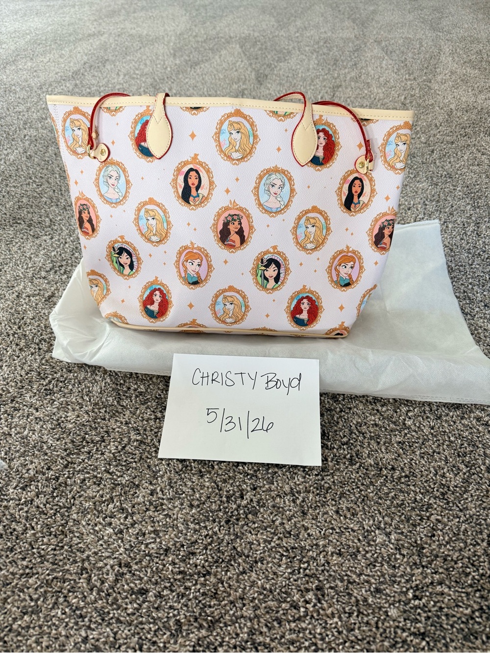 Disney Princess Print Tote Bag in Pink and Cream - Designer-Inspired